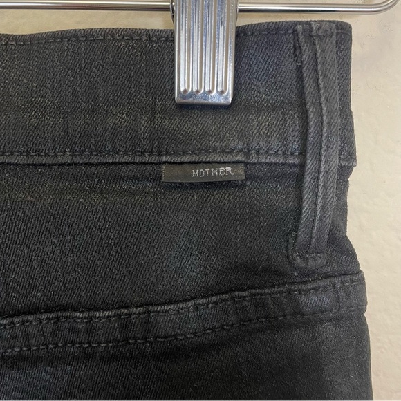 MOTHER The Swooner Ankle Wet Paint Skinny Jeans Black Size 25 - Picture 14 of 14